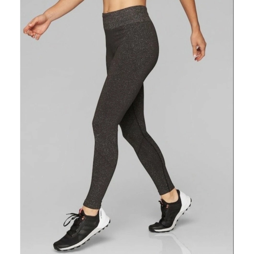 Athleta Shimmer Espresso Grey Seamless Leggings Women's Size Small shimmer print